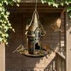 Unique Birding Gift for Men Retro Castle Bird Feeder, Metal Hanging Outdoor Nature Enthusiasts Wild Feeder Garden Backyard Balcony Decor