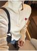 Embroidered Half-Zip Wool Sweater: Versatile New Year Cable Knit Design, Soft & Cozy, Stylish for Women