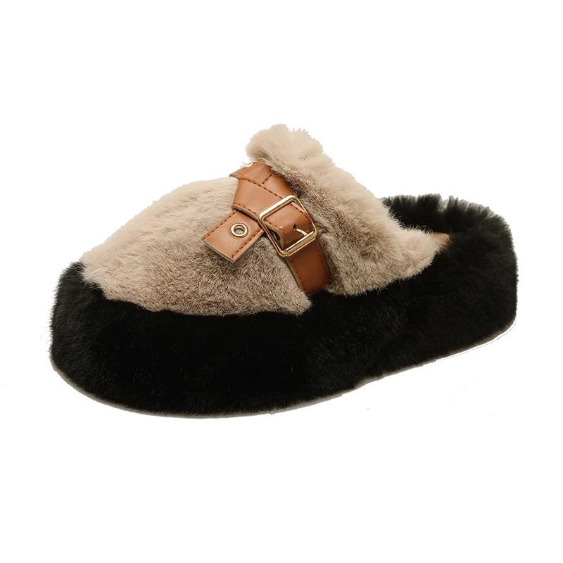 Thick bottom Internet celebrity super fire hair slippers women 2025 autumn new wear fashion bag head comfortable home cotton slippers