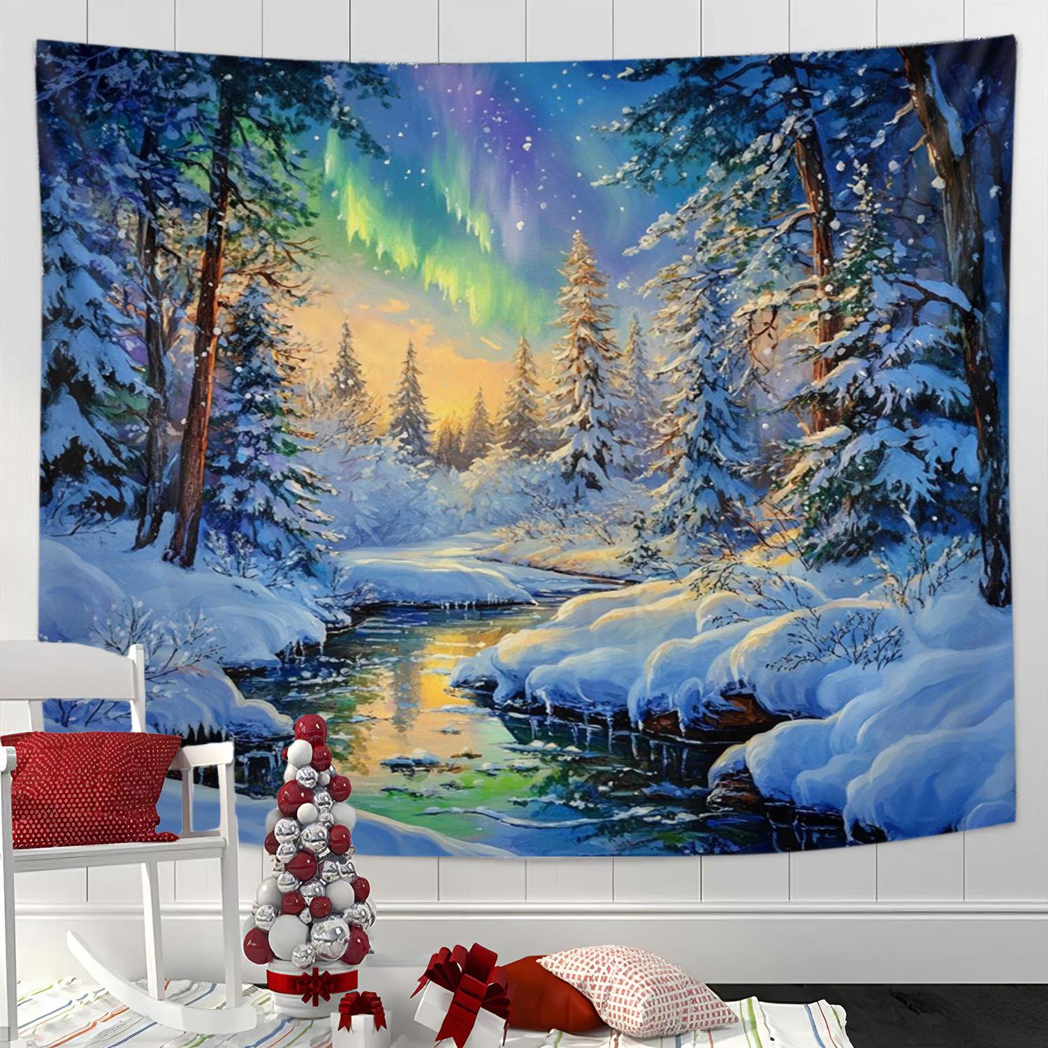 

Гобелен «Рождественская елка», Настенное панно «Зимний пейзаж» для вечеринки, фестиваля, спальни, офиса, гостиной, домашнего декора, настенное украшение 230x150cm