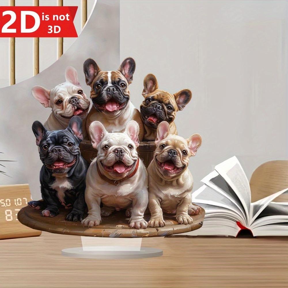 2D French Bulldog desktop decor for home and office. A versatile animal-themed ornament.