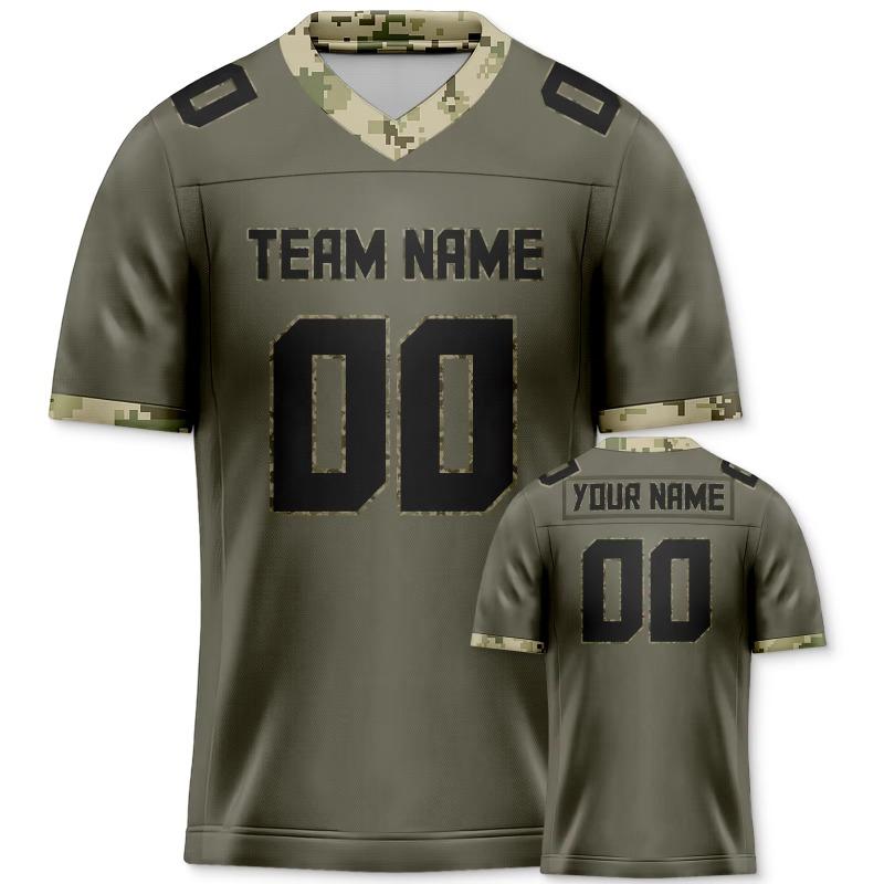 Camiseta de Fútbol Americano Camuflaje Personalizada con Nombre y Número Camuflaje Camiseta de Equipo de Fútbol para Mujeres, Hombres y Niños