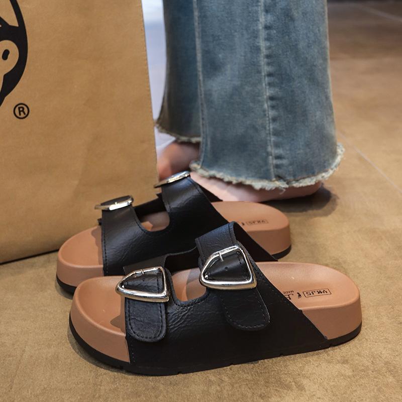 

Женские французские сандалии шлепанцы - Мягкие удобные не утомляют пляжные сандалии шлепанцы нескользящие домашние уличные туфли 40 чёрный