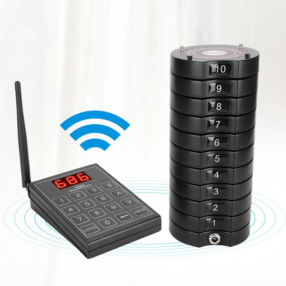 668-S Wireless Guest PaginG Queuing System 1 Tastatur Sender+10 Coaster Pager