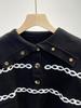 French Style Women's Navy Collar Wool Sweater - Winter Loose Striped Embroidered Knit Pullover