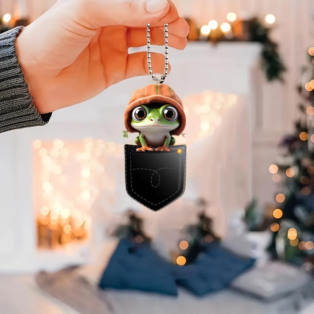 2D Acrylic Cute Frog In The Pocket, Car Rearview Mirror Decorative Pendant, Bag Keychain Cool Pendant, Small Gift
