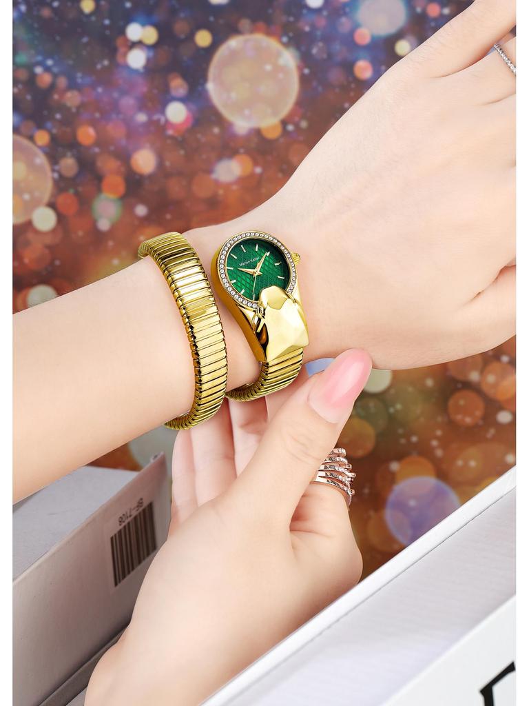 Orologio da Donna Marenkeller 2025 al Quarzo con Design a Serpente, Set di Diamanti e Placcatura IP.