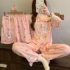 Sweet Lace Doll Collar Cloud Cotton Pajamas Women'S Summer Dessert Cartoon Short Sleeve Three-Piece Loungewear