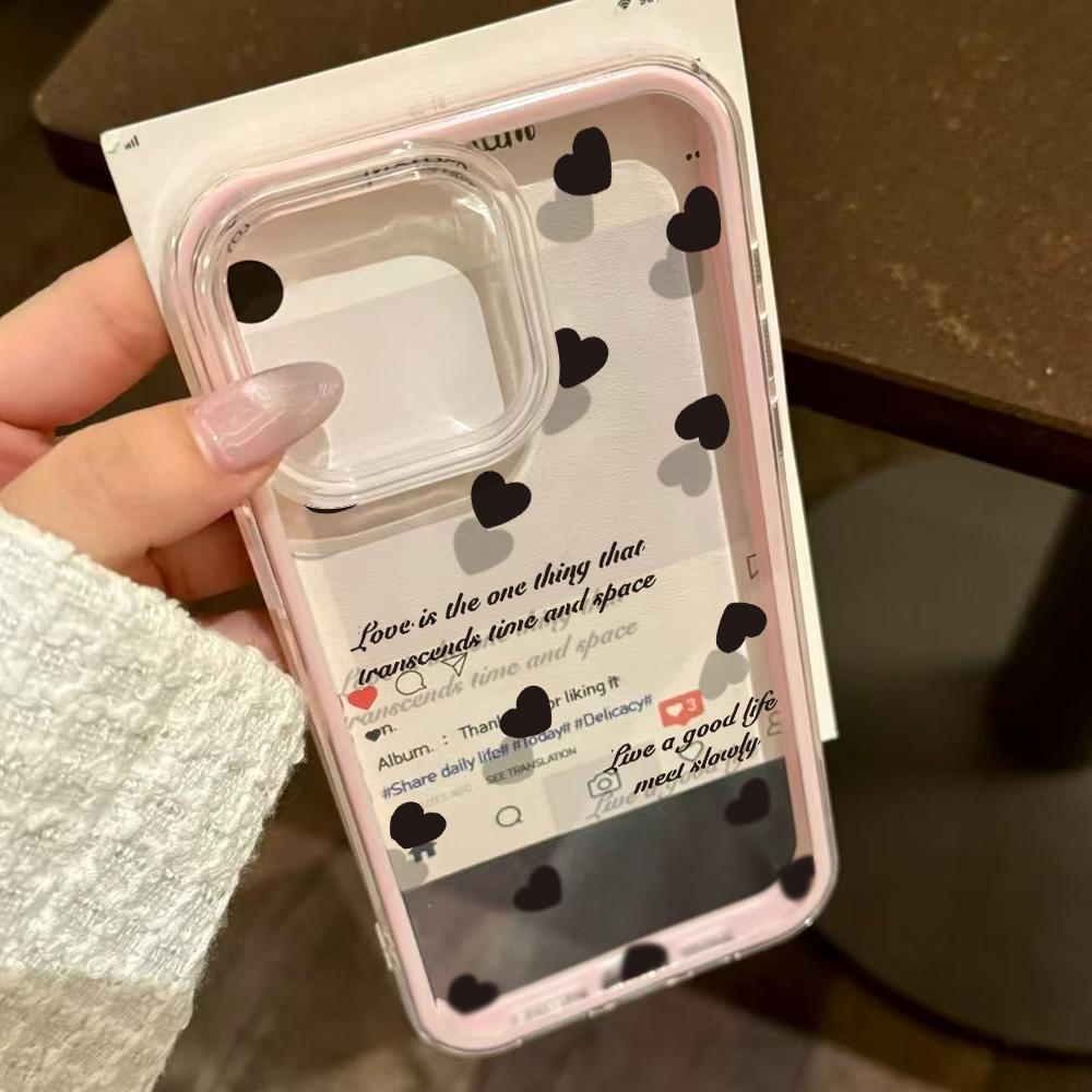 Love Heart Phone Case For iPhone 16 Pro Max Case iPhone 13 14 11 12 15 17 Pro Max 17 Air 2 IN 1 Transparent Soft Silicone Cover