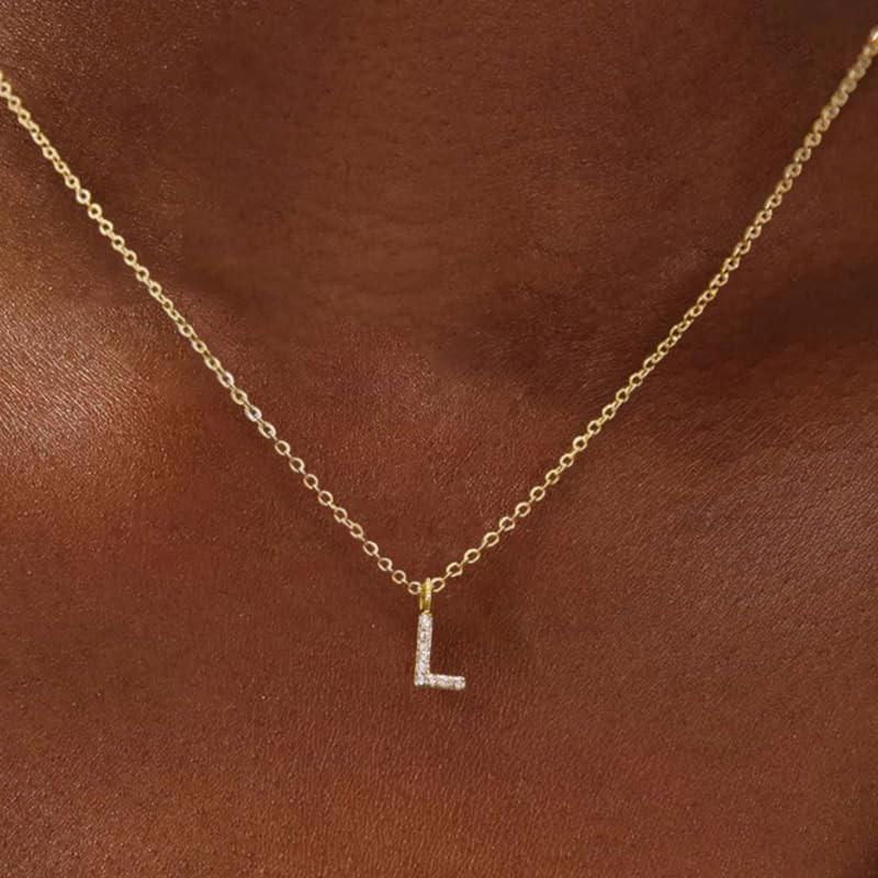14k Gold-Plated Rhinestone Letter Necklace - Personalized Clavicle Chain Fashion Gift