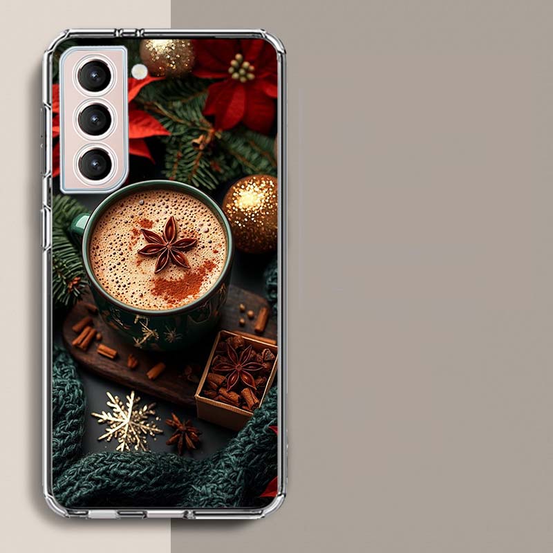 Christmas Spiced Gingerbread Latte Phone Case For Samsung Galaxy S25 Edge S24 S23 FE S21 S20 S10 Plus S22 S26 Ultra Cover Clear