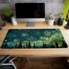 Starry Night Forest Extended Gaming Mouse Pad Large Non-Slip Rubber Base Desk Mat with Stitched Edges for Home Office and Gaming