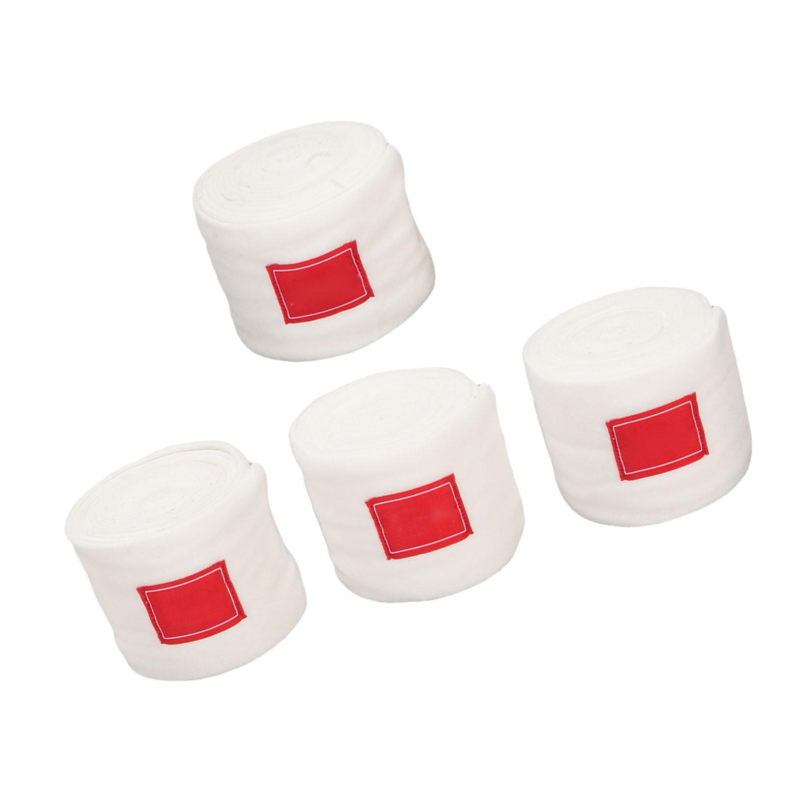 

4PCS Horse Polo Leg Wraps 9.8FT Soft Fleece Protective Equestrian Leg Bandages for Horse Supplies White