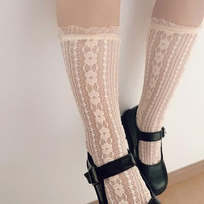 Einfarbige Baby Mädchen Spitzen Socken Sommer Netz Prinzessin Lange Socke Niedliche Rüsche Atmungsaktiv Dünn Kniehohe Socken Socken