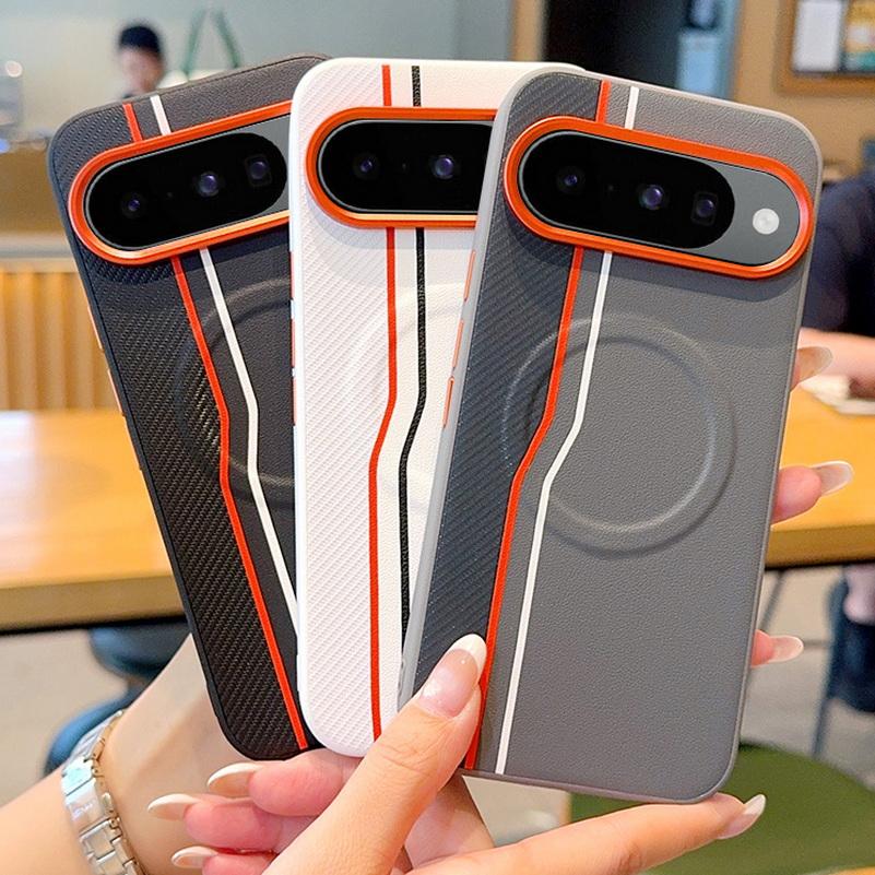 Color-block Dual-Line Built-in Wireless Charging Magnetic Ring Case For Google Pixel 10 Pro XL pixel10 pro Camera Protect Cover