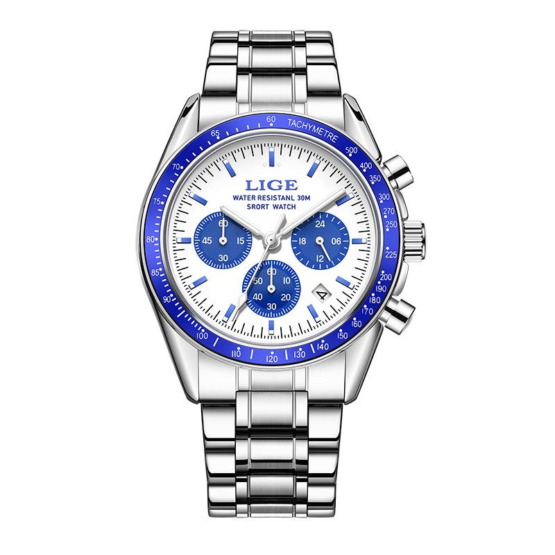 LIGE Elegant Men's Multifunctional Waterproof Wristwatch with Luminous Quartz & Calendar 89137