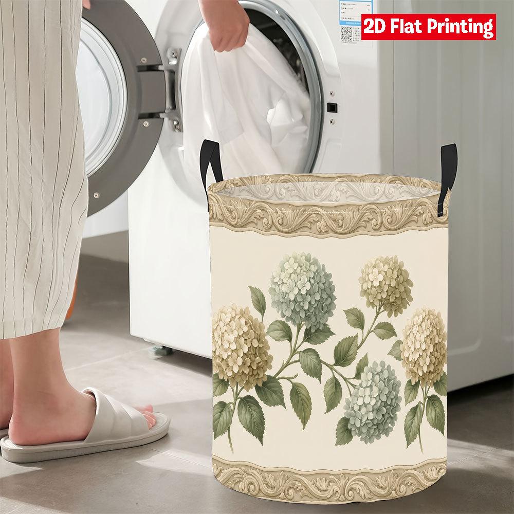 Collapsible Laundry Basket Large Round Waterproof Fabric Hamper Dirty Clothes Storage Bin Toy Organizer with Handles