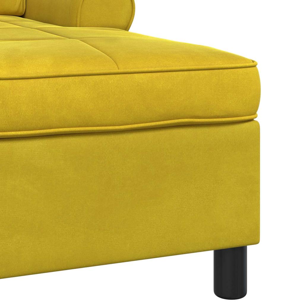 Yellow Velvet Lounge Chaise Longue with Cushions 91 x 157 x 91 cm