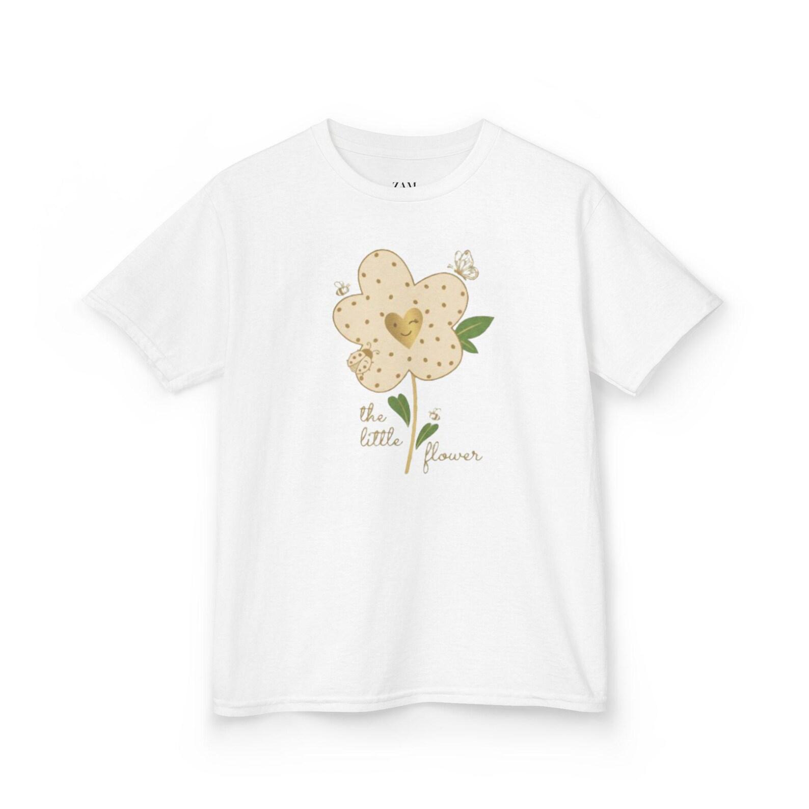 Summer kids shirt | Summer Shirt | Cute Gift shirt for kids | Hand-Drawn Heart Flower Kids Tee | Floral Illustration, Neutral Tones 160