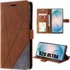 Case for Samsung Galaxy S26 Ultra, Shockproof Scratchproof Synthetic Leather Protection Brown Grey