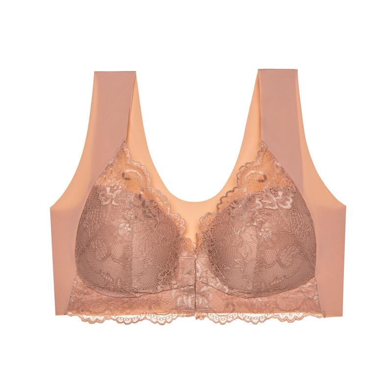 European Lace Front Buckle Plus Size Wireless Push-up Camisole Bra – Sexy Seamless with Beautiful Back Design