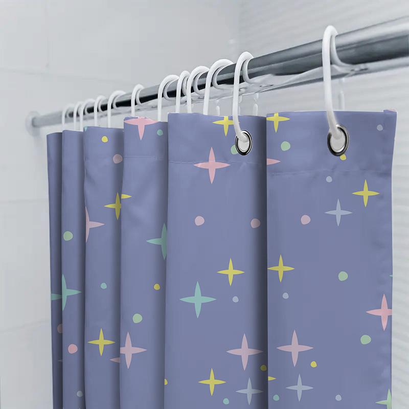Blue Shower Curtain With Pastel Stars For Bathroom Decor Waterproof Fabric Custom Size Available