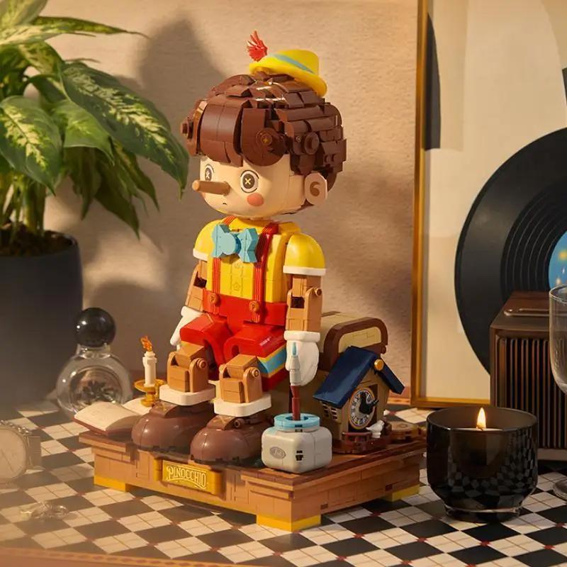 

Pinocchio Building Blocks Classic Fairy Tale Long Nose Doll Puppet Model Bricks Desktop Deco Kids Educational DIY Toys Gifts