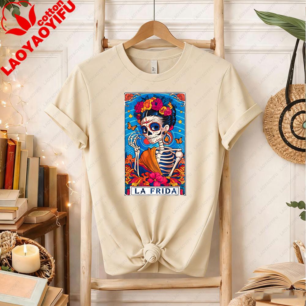 

La Frida Tarot Card Mexican Latina Skeleton TShirt S