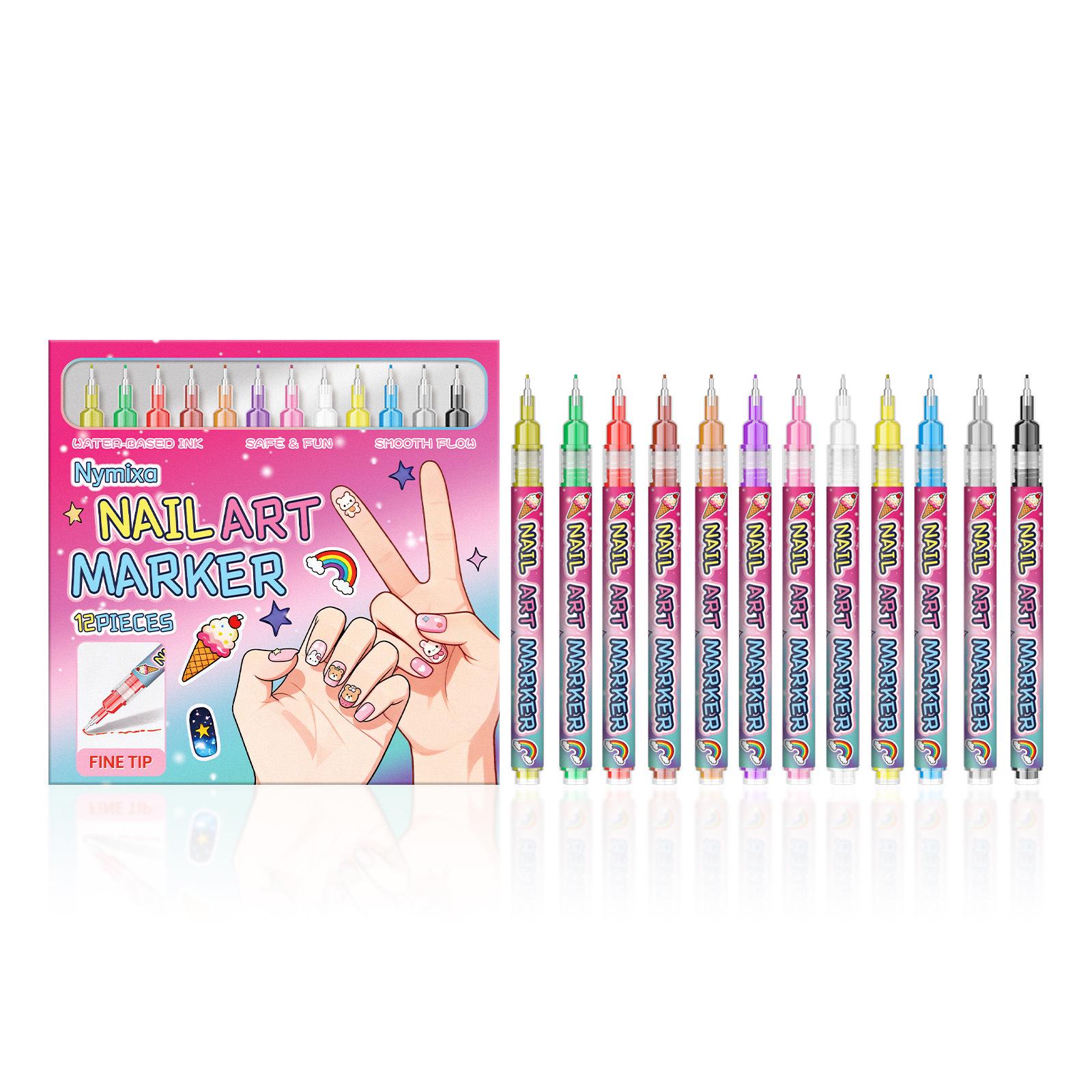 Nymixa Nail Art Marker: Smooth Ink, Fine Tip, Multi-Color for Creative DIY and Graffiti.