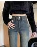Cement Grey High-Waist Micro-Flare Jeans for Women - Slimming Petite Fit, Spring/Autumn 2025.