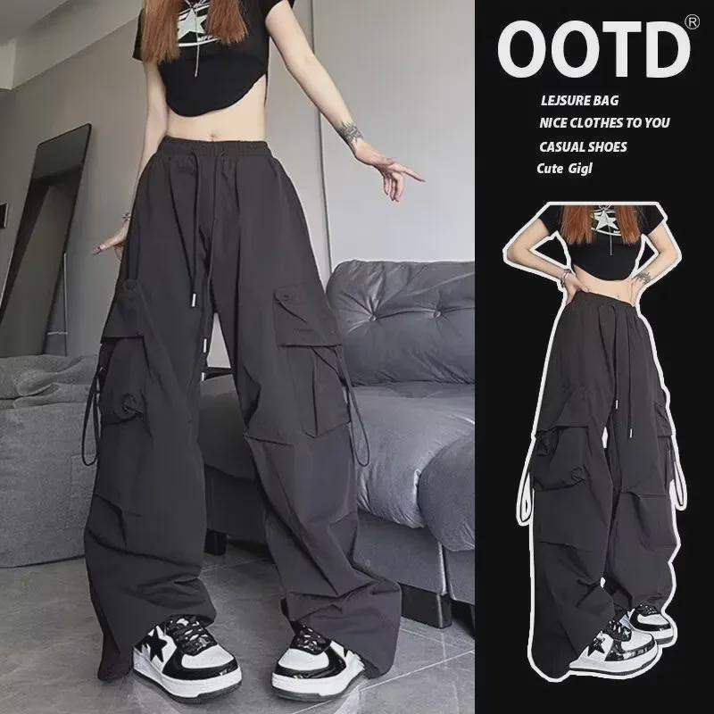 Unisex Retro Overall med flera fickor: Vår/Höst Hip-Hop High Street Raka Byxor