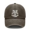[Washed Baseball Cap] Letter "I MAY LOOK CALM BUT IN MY HEAD I'VE SLAPPED YOU 3 TIMES" Print Adjustable Curved Brim Hat, Unisex Lightweight Casual