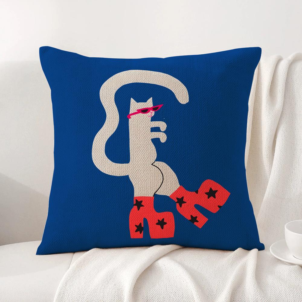 Abstract Animals Cushion Cover Summer Coolness Linen Fabric Double-Sided Printing Pillow Case Sofa Home Decor Gift