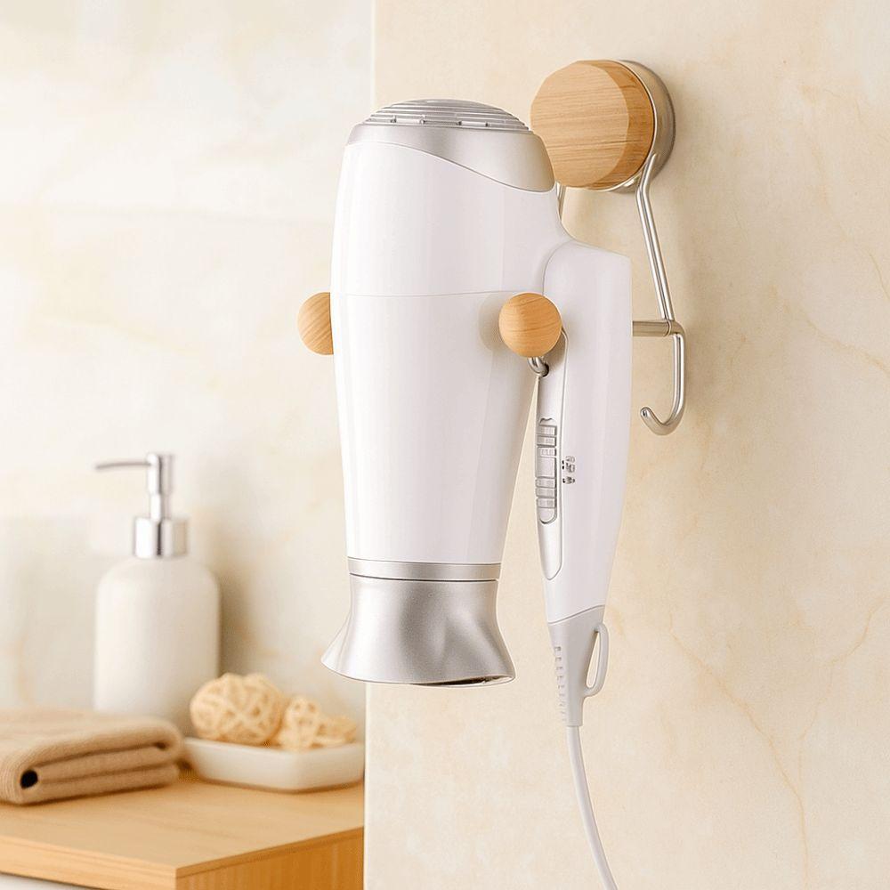 Suction Cup Style Hair Dryer Rack Space Saving Hair Dryer Holder  Bathroom Storage