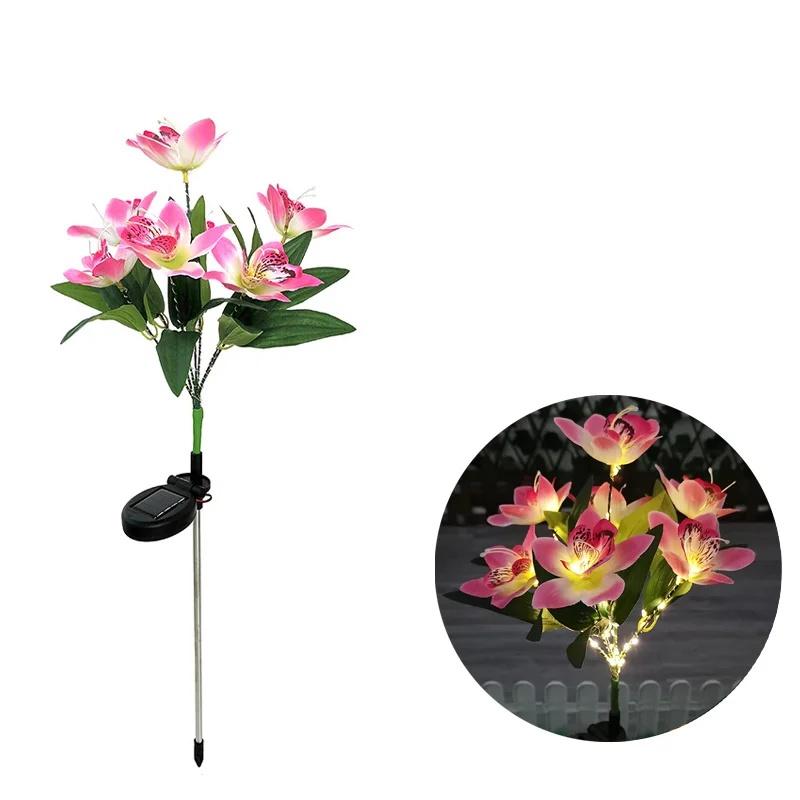Solar 7 Orchid Lawn Lights Outdoor Decorative Yard Highlight Garden Corridor Ground Insert Lawn Lights Outdoor Solar Lights