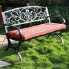 Wrought Iron Outdoor Double Bench with Backrest for Patio or Balcony