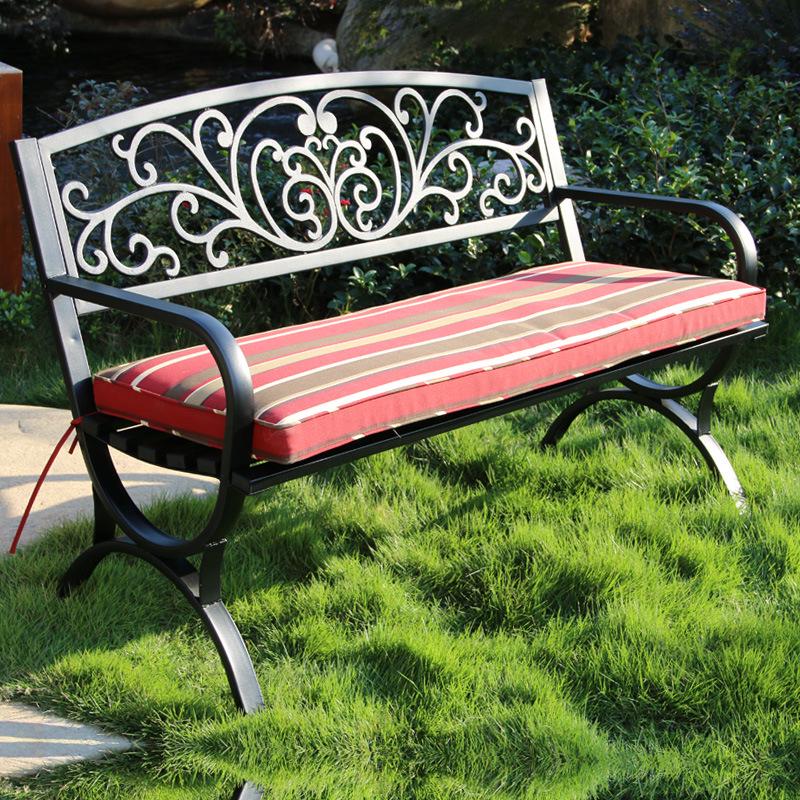 Wrought Iron Outdoor Double Bench with Backrest for Patio or Balcony