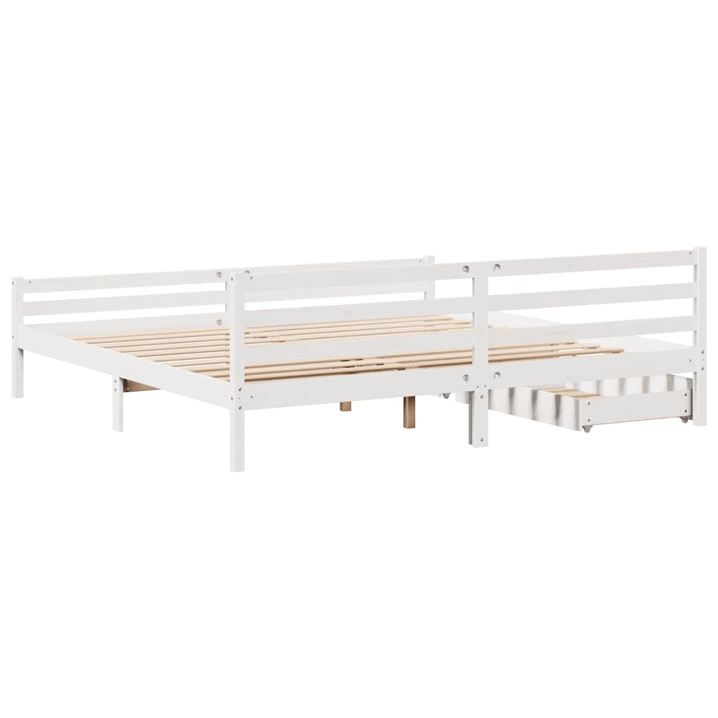 Solid Wood Bed without Mattress White 200x200 cm Pine Wood
