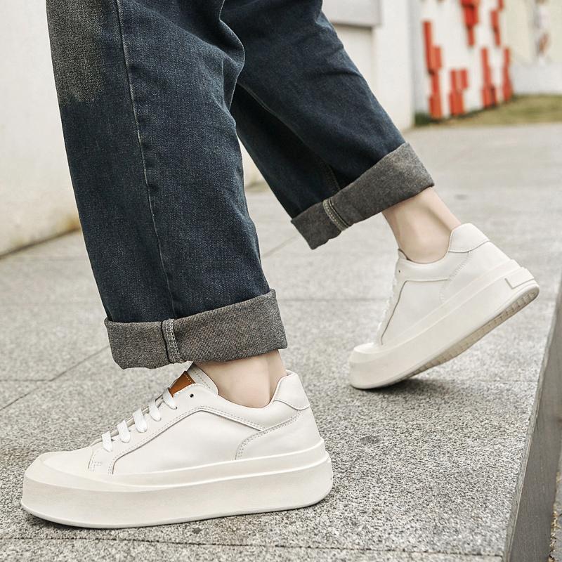 Fashion Genuine Leather Board Shoes Thick Soled Classic Casual Style Fashion Party Trendy Youth Versatile Shoes Casual Luxurious