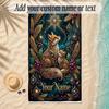 Fox Theme Soft Beach Towel Personalized Custom Name Text Towel Portable for Beach Pool Travel