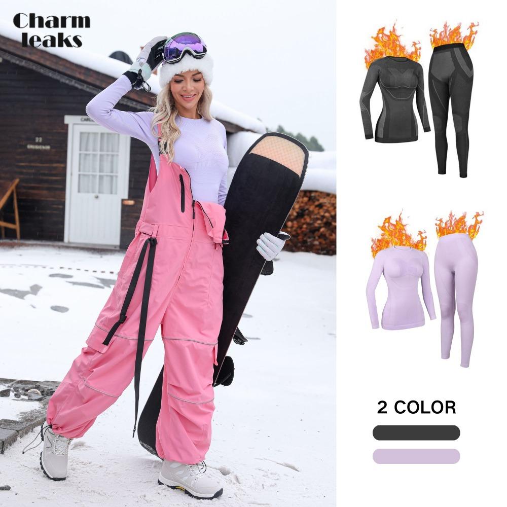 CHARMLEAKS Termoundertøy for kvinner Long Johns Vinter Varmt Basislagsett Kaldt Vær Topp og Underdel