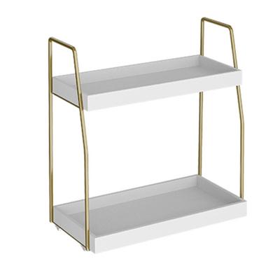 Counter Organizer with Wooden Trays Sturdy 2-Tier Storage Rack Rust-Resistant