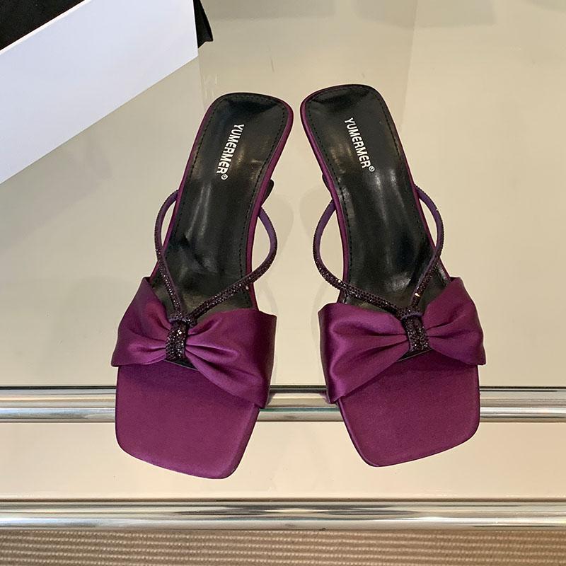 Fashion Fashion Wedges Ladies Heeled Slippers Shoes Female Slides Sandals Luxury Footwear Rhinestones Women Wedges Slippers Shoes New