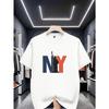 NY New York Statue of Liberty Color Block Letter Print T-Shirt