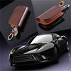 Black/Brown Smart Car Key Case Remote Leather Housing Anti Scratch Cover Bag Pouch Key Protector Auto Accessories 9.5*5.5*2.5cm