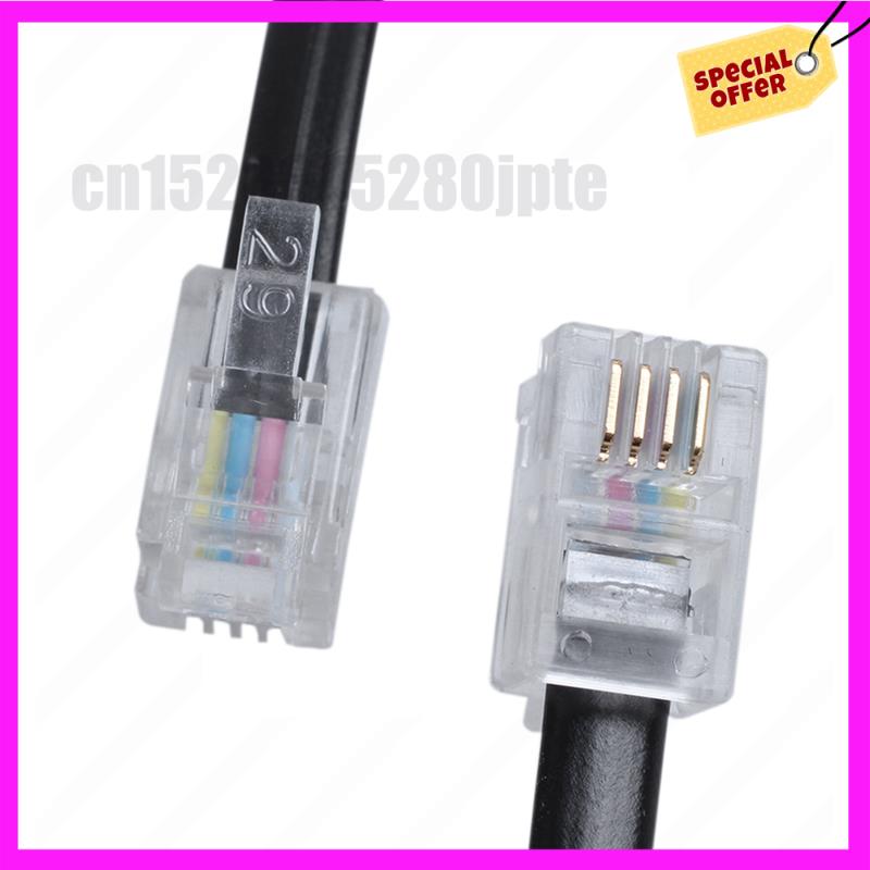 -ABUB 5Pcs 9.3 Inch Black RJ9 Telephone Phone Modem Coil Line Cord Cable
