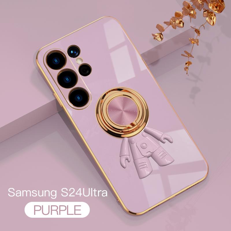 Samsung Lüks Kare Kaplama Kılıf Samsung Galaxy S23 S24 S22 S20 Ultra S23Plus S22 Halka Tutucu Darbeye Dayanıklı Kılıf