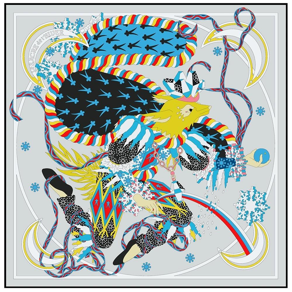 90cm French Women Decorative Twill Large Square Scarf Fashion Travel Scarf Headscarf