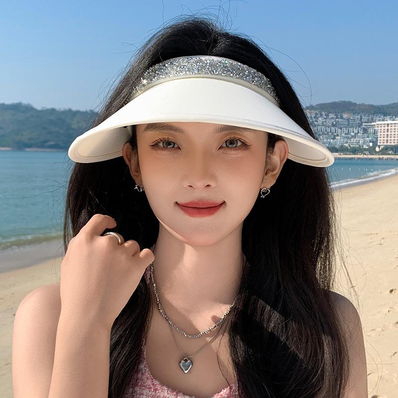 Summer Hat Women's Shade Sun Protection Sun Hat Empty Top Windshield Big Brim Outdoor Sports