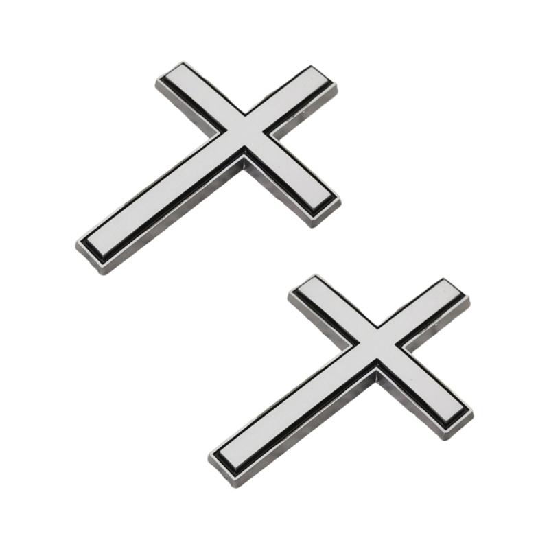 Raised Crosses Car Emblem Metal Decoration Weather Resistant Adhesive Sticker Decal for Vehicles Tailgate